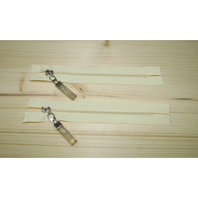 Kostenný zips smotanová tmavá 3mm nedeliteľný 14cm