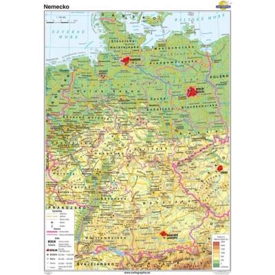 Cartographia Nemecko (100x140 cm – 1:700000), nástenná, fóliovaná, lištovaná
