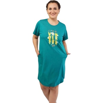 Макси нощница в зелено с надпис и маргаритки