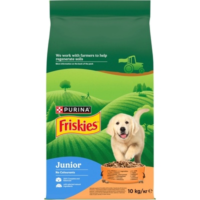 Friskies Junior Храна за кученца с пилешко месо, зеленчуци и мляко, 10 кг