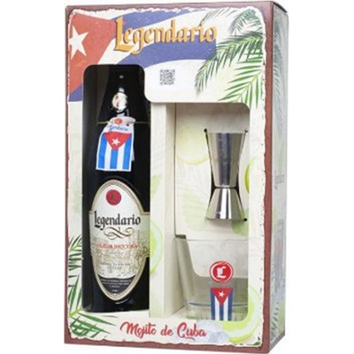 Legendario Elixir De Cuba Mojito 7y 34% 0,7 l (dárkové balení 1 sklenice nerezová odměrka)