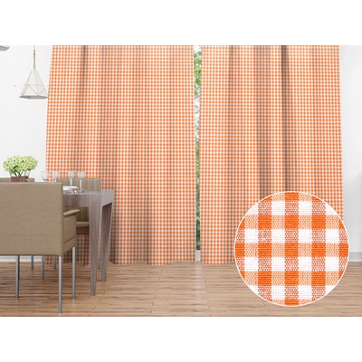 Biante Dekoračný záves Rebeka RE-006 Oranžovo-biela kocka malá 130x150 cm