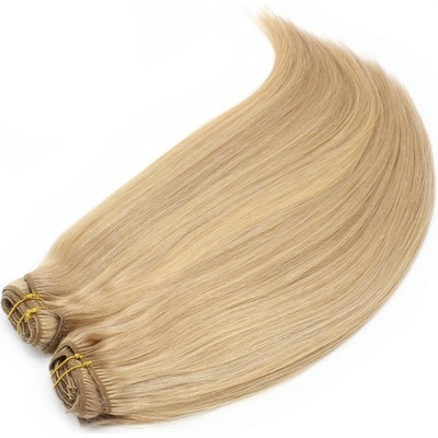 Clip in maxi set 43cm pravé ľudské vlasy - REMY 140g - prírodná/svetlejšia blond