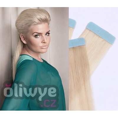 Vlasy pásky tapex Tape in remy 50cm 20ks #60 platinová blond