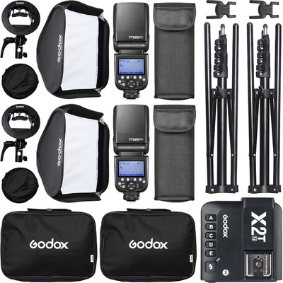 Godox Outdoor set Nikon ( 2x blesk TT685II, 2x softbox 60 x 60, 1x odpalovač, 2x statív )