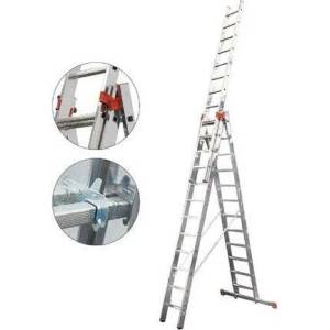 KRAUSE Стълба Krause алуминиева трираменна професионална 3x10 бр. , 6.9 м, 150 кг, Monto Tribilo