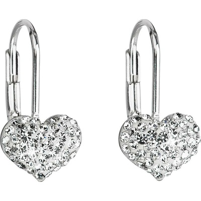 Pavona Stříbrné náušnice visací s krystaly Swarovski bílé srdce 31125.1