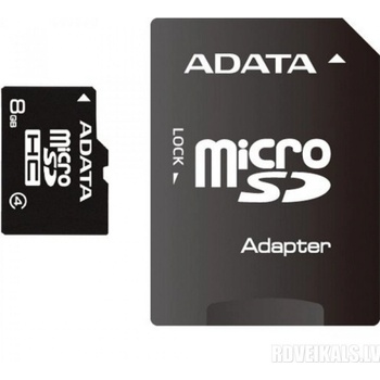 ADATA microSDHC 8GB + adapter AUSDH8GCL4-RA1