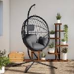 vidaXL Висящ стол яйце със стойка, антрацит, ратан и стомана (4007405)