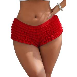 Sexy Elephant® Red Sexy Mesh Swimsuit Cloth Ruffled Women Underwear With Bow M