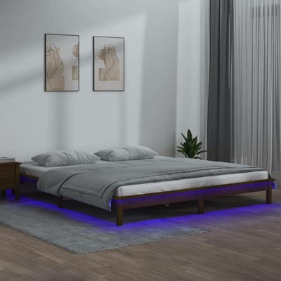 Nábytek XL 820629 Rám postele s LED světlem medově hnědý masivní dřevo