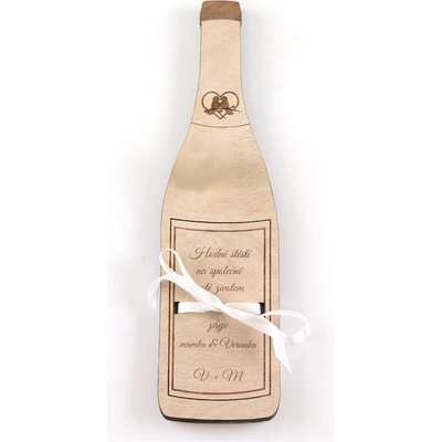 Okamih Pouzdro na peníze jako svatební dar pro nevěstu a ženicha s vaší zprávou na dřevěné láhvi