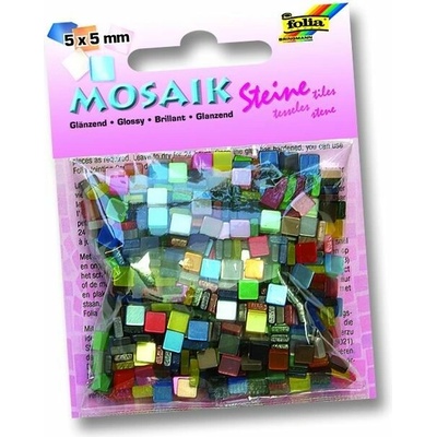 Mozaikové kamínky 5 × 5 mm - blýskavé - mix 20 lesklých barev