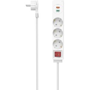 Hama Разклонител USB-C/USB-A 3.4A, 3 гнезда, 2x USB, HAMA-223185 (HAMA-223185)
