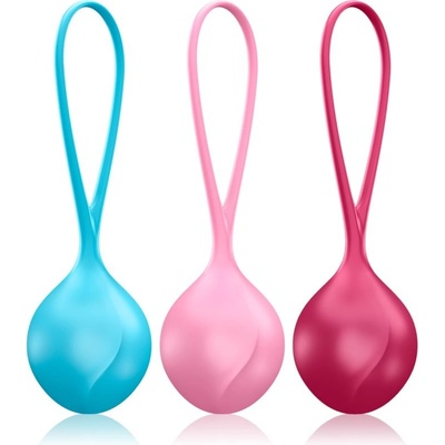 Satisfyer STRENGTHENING BALLS Modrá kulička 58 g + Růžová kulička 82 g + Červená kulička 104 g