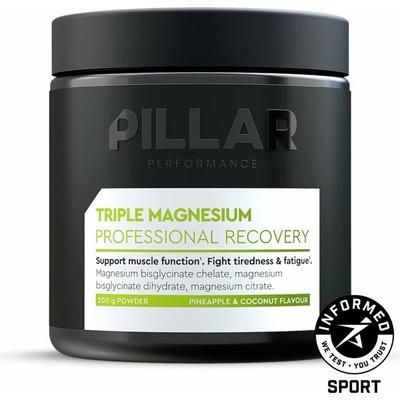 PILLAR Performance Triple Magnesium Powder prášek Ananas & kokos 200 g sklenička