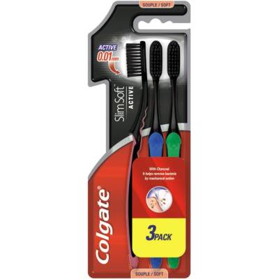 Colgate Zubní kartáček Charcoal Slim Soft 3 ks
