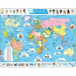 Larsen Образователен пъзел Larsen от 107 части - Карта на света (K1) - baby