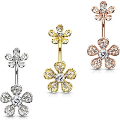 Šperky4U piercing do pupíku s čirými zirkony WP0017-ST