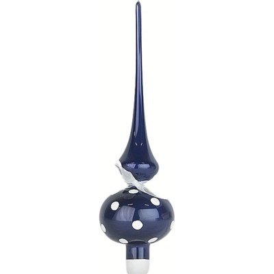 GOBA OZDOBA VÁNOČNÍ Tmavě modrý porcelán puntík špička