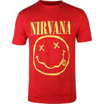 Image 1 of ROCK OFF мъжка тениска Nirvana - Yellow Happy Face - ЧЕРВЕНА - ROCK OFF - NIRVTS04MR