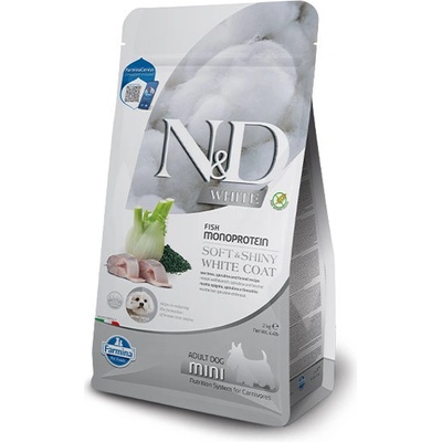 N&D Adult Mini Dog Spirulina GF Soft & Shiny White Coat Seabass 2 kg