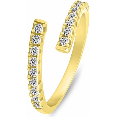 Brilio Silver pozlacený otevřený prsten se zirkony RI144Y