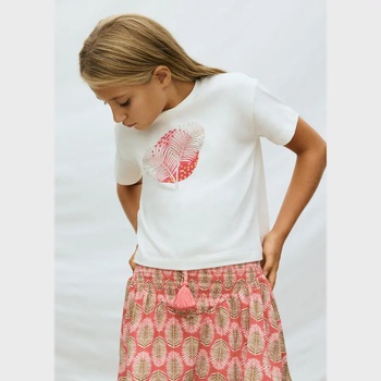 MAYORAL Тениска къс ръкав графика Мръсно бял цвят за момиче Mayoral