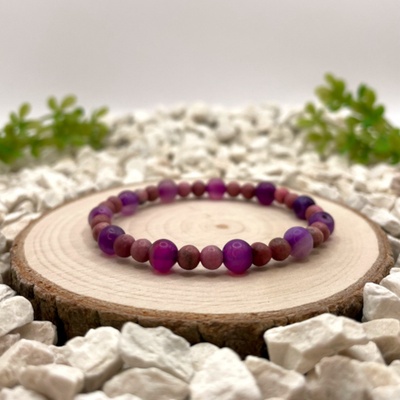Certom Minerální náramek rodonit a fialový achát | Harmonie a klid 0174