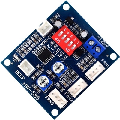 Kontrolér řízení ventilátoru PWM 12V 3-kanály HW-585