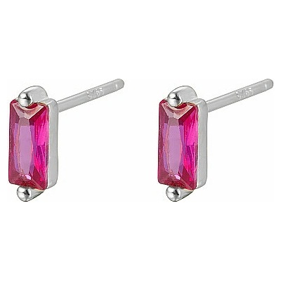 Nefertitis Stříbrné náušnice pecky se zirkony FUCHSIA NF63140 3 x 7,8 mm, 0,73 g
