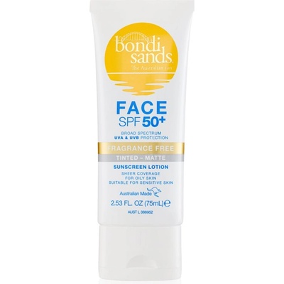 Bondi Sands SPF 50+ Face Fragrance Free защитен тониращ крем за лице за матиране SPF 50+ 75ml