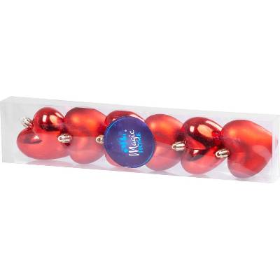 MagicHome Ozdoba Vánoce 6 ks srdce červené na vánoční stromek 6 cm ST8091523