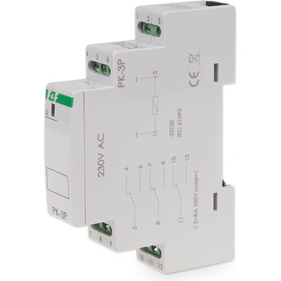 PK-3P/230 - Elektromagnetické pomocné relé, 230V, 8A, 3x NO/NC