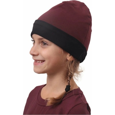 detská bavlnená čiapka obojstranná, čierna + bordová