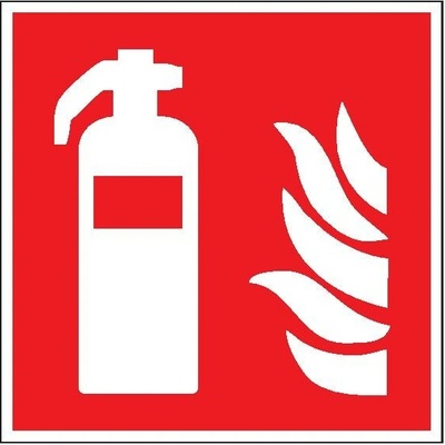 Piktogram Hasiaci prístroj podľa ISO 7010 - 100x100 mm, Nálepka na stenu