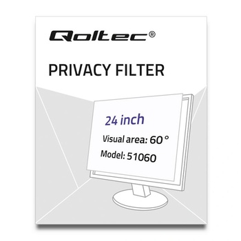 Qoltec Филтър за конфиденциалност Qoltec GDPR, 24 инча, 16: 9, Черен (51060) (51060)