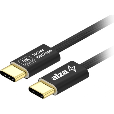 AlzaPower APW-CBTC4610B AluCore Ultra Slim USB-C to USB-C USB4 100W 80Gbps 1m černý