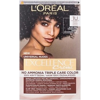 L'Oréal Paris Excellence Creme Triple Protection No Ammonia barva na vlasy na barvené vlasy 1U Black 48 ml