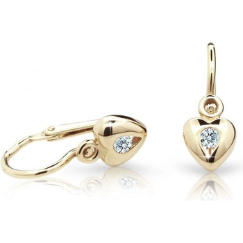 Danfil detské náušnice srdiečka C1556 zo žltého zlata white brizura