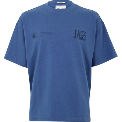 Jack Wills Тениска Jack Wills Mens JW Stacked Logo Regular Fit T-Shirt - Vintage Indigo