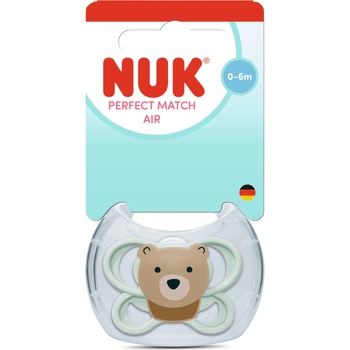 Nuk Perfect Match биберон залъгалка, силикон 0-6мес. 1бр. , AIR, Мече (10175346)