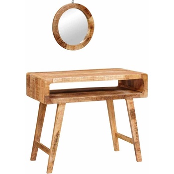 vidaXL Тоалетка с рафт Кафяво 90 x 76 x 45 см мангово дърво масив (4104565)