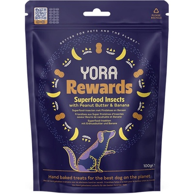 YORA Dog poch. z hmyzu Rewards arašídy a banán 100 g