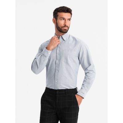 Ombre Clothing Мъжка оксфордска риза Ombre Clothing V2 OM-SHOS-0173 Ombre Clothing | Siv | МЪЖЕ | S