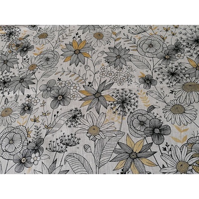 Lněná tkanina DAISY GOLD šíře 150 cm