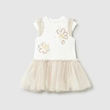 Mayoral Рокля туту в цвят шампанско с цветя за мини момиче Майорал