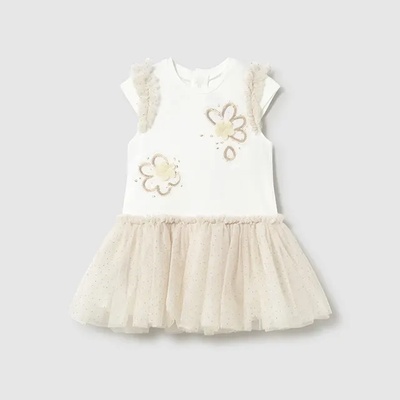 Mayoral Рокля туту в цвят шампанско с цветя за мини момиче Майорал