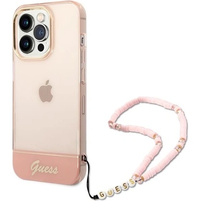 GUESS Кейс Guess GUHCP14LHGCOHP за iPhone 14 Pro 6.1", розов / розов, твърд, Translucent Pearl Strap (GUE002196-0)