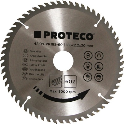 Proteco Kotouč pilový SK 185x2,2x30 60z + redukce 30/20 mm PK185-60